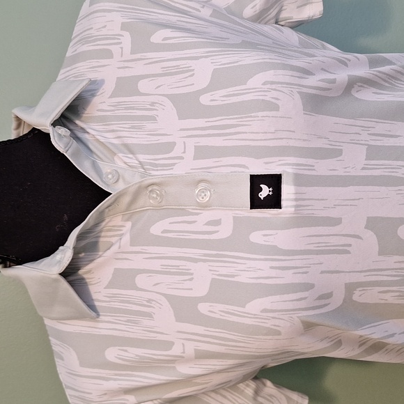 Bad Birdie Light Green Cactus Short Sleeve Golf Shirt Size Medium - Picture 2 of 6